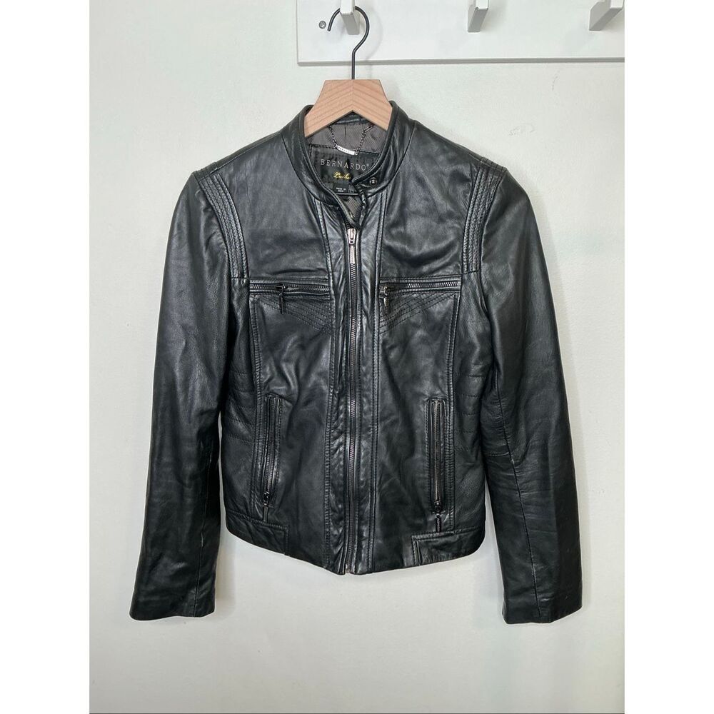 Bernardo Leather Moto Style Jacket | Black in Small